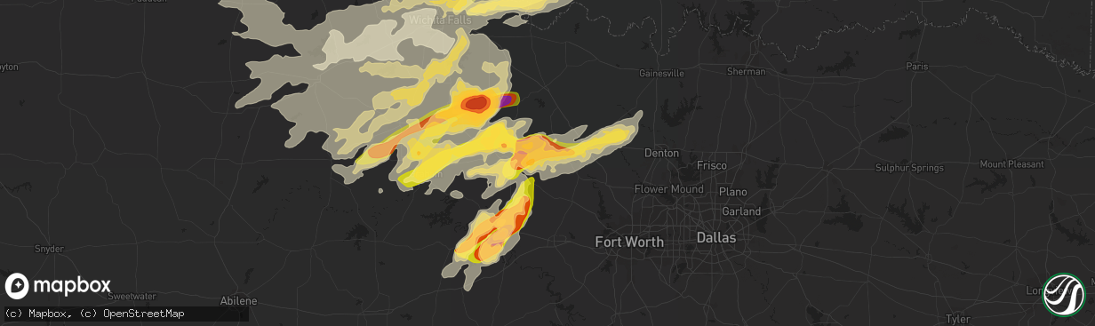 Hail map in Bridgeport, TX on May 19, 2015