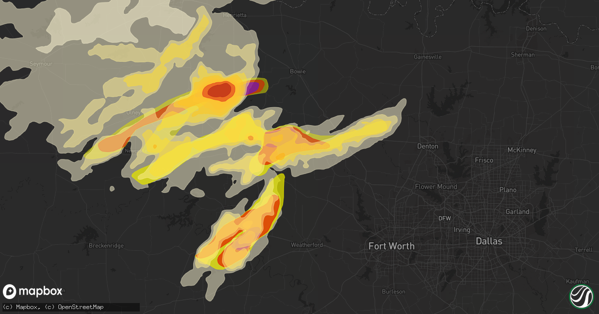 Hail map in Bridgeport, TX on May 19, 2015
