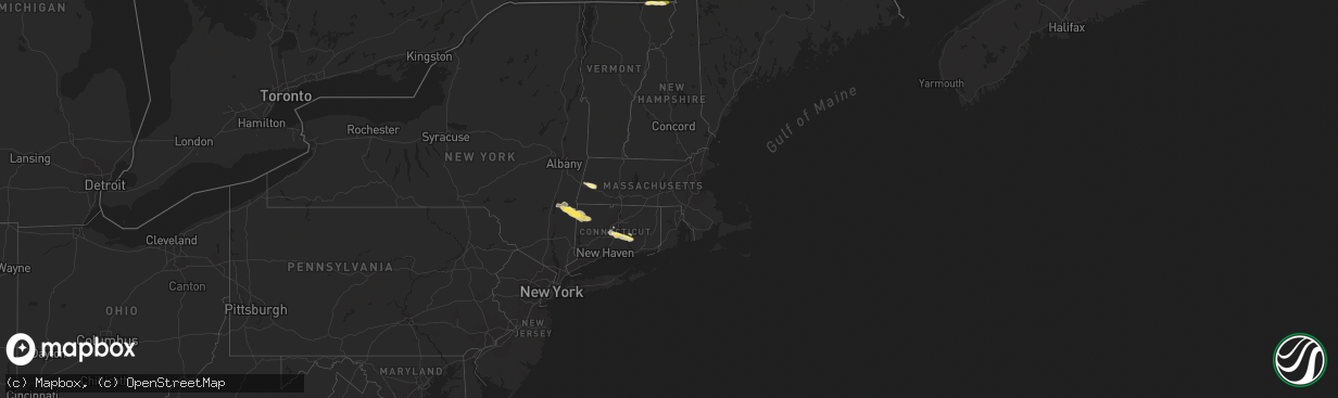 Hail map in Connecticut on May 19, 2015