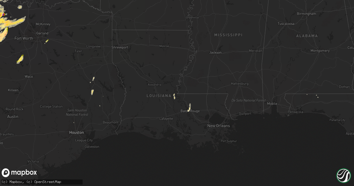 Hail map in Louisiana on May 19, 2015