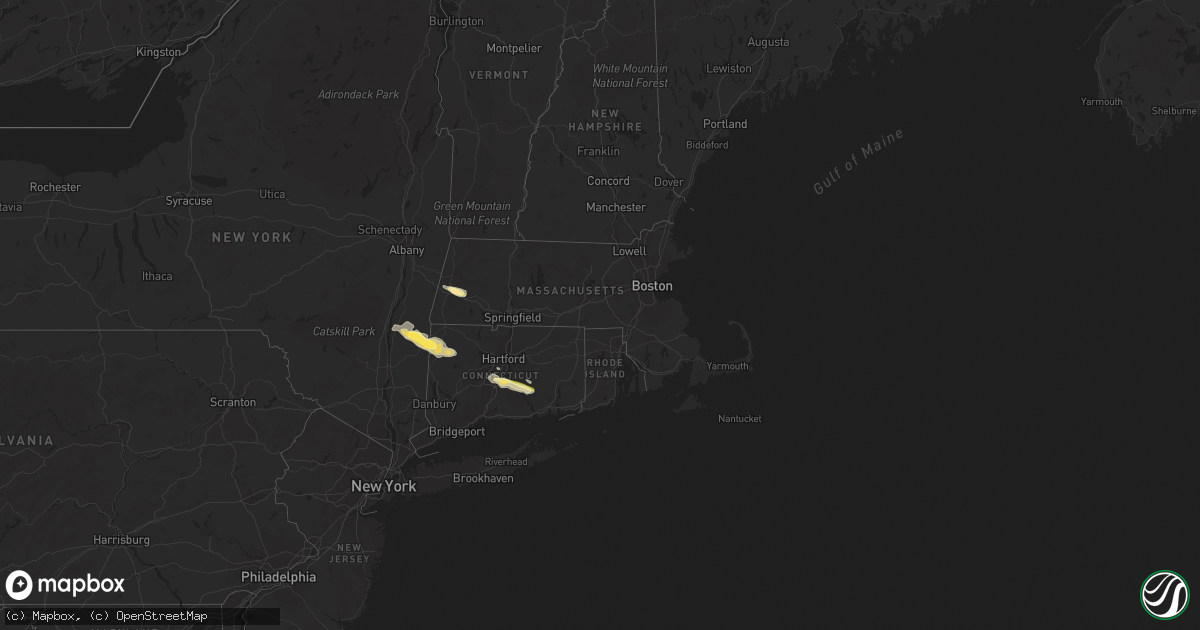 Hail map in Massachusetts on May 19, 2015
