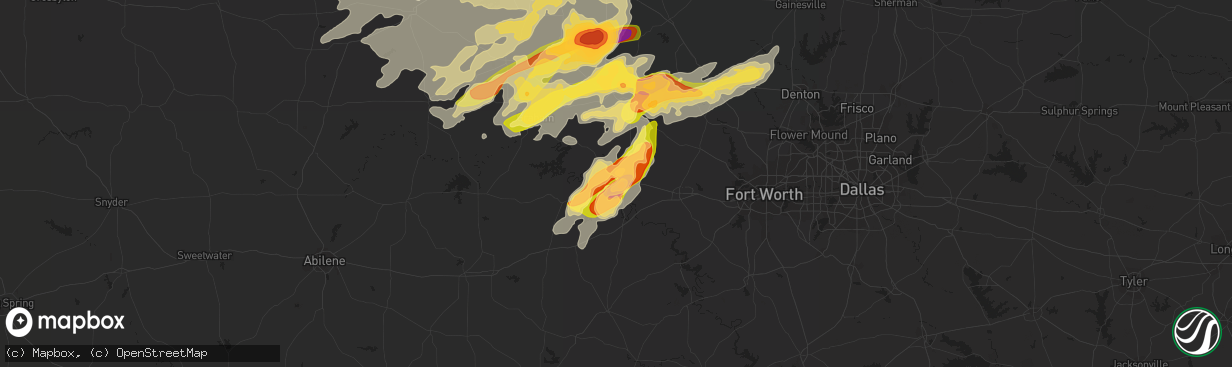 Hail map in Mineral Wells, TX on May 19, 2015