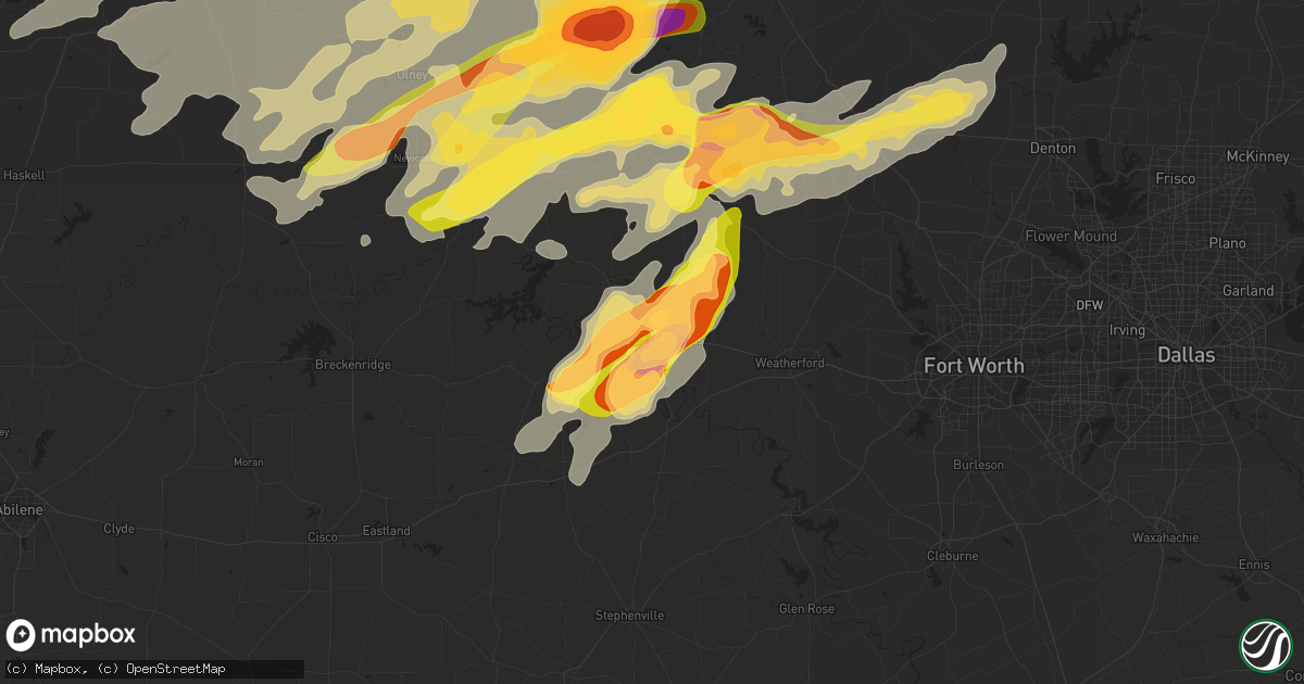 Hail map in Mineral Wells, TX on May 19, 2015