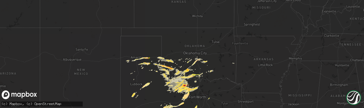 Hail map in Oklahoma on May 19, 2015