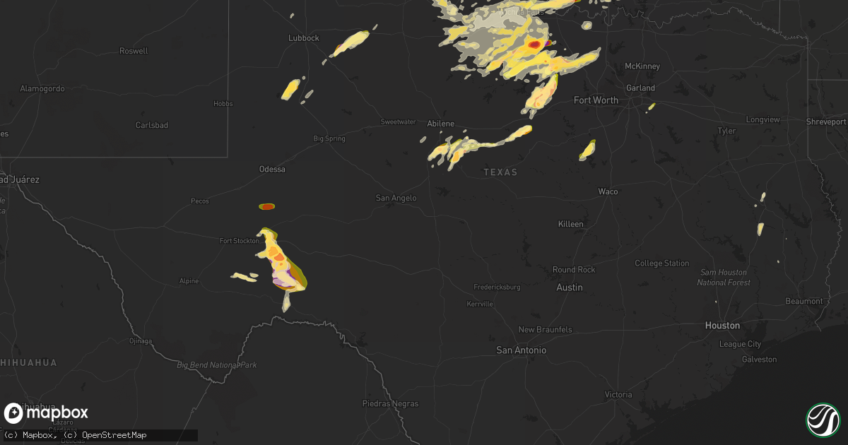 Hail map in Texas on May 19, 2015