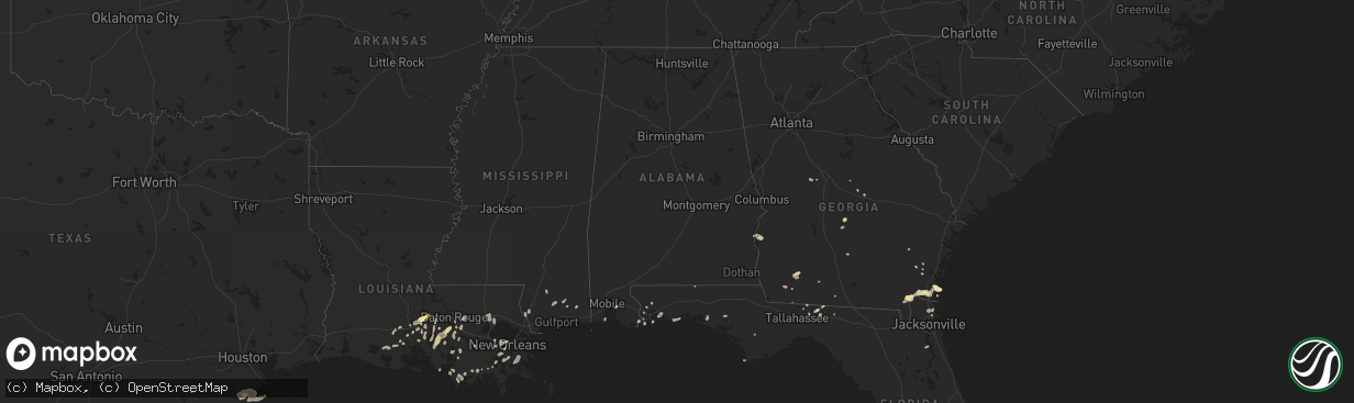 Hail map in Alabama on May 19, 2016