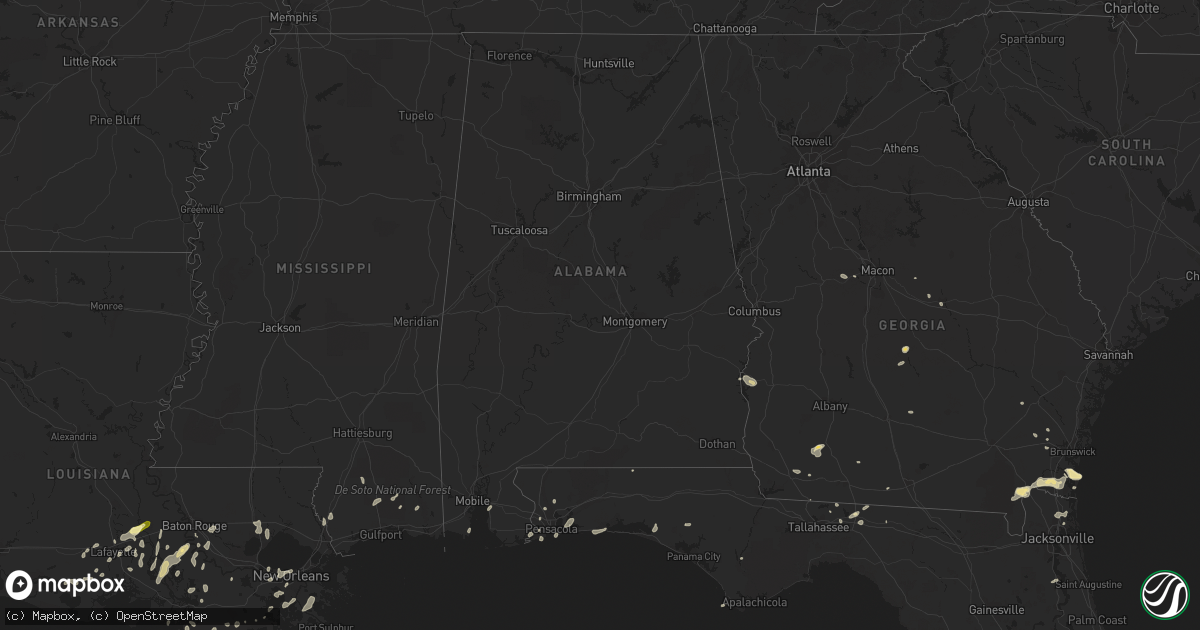Hail map in Alabama on May 19, 2016