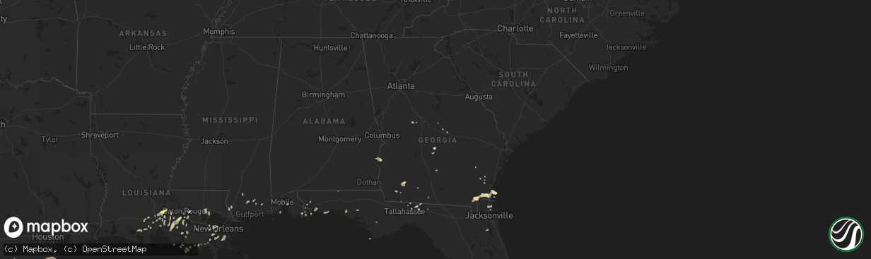 Hail map in Georgia on May 19, 2016