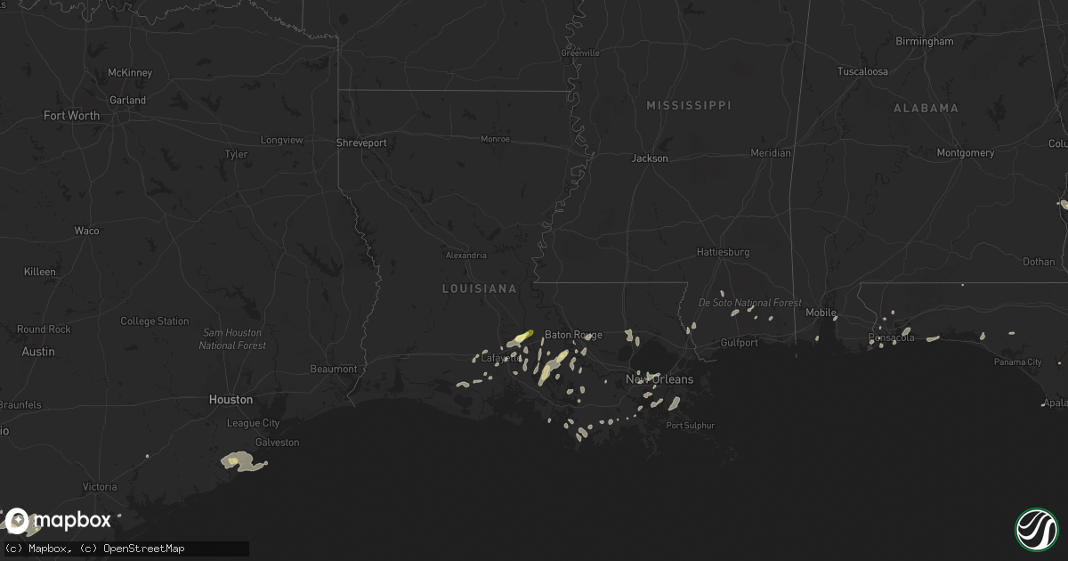 Hail map in Louisiana on May 19, 2016