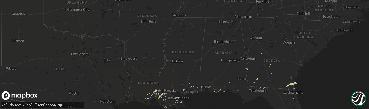 Hail map in Mississippi on May 19, 2016