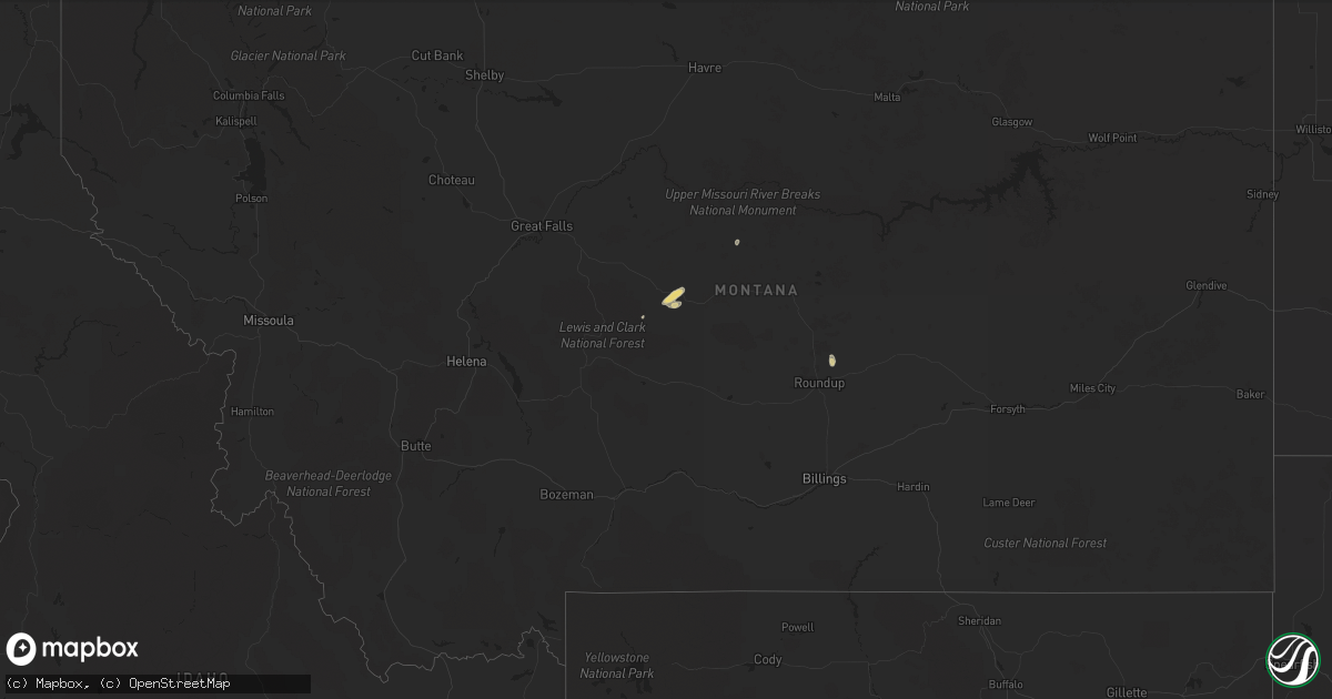 Hail map in Montana on May 19, 2016