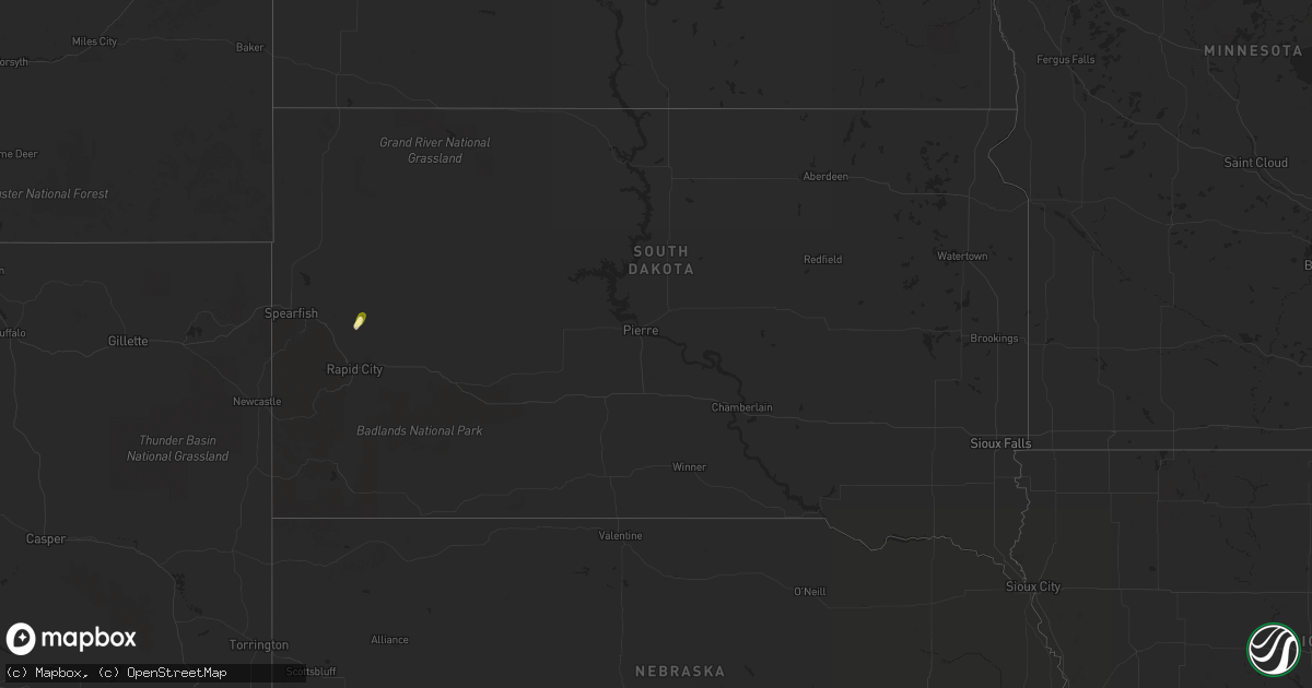 Hail map in South Dakota on May 19, 2016