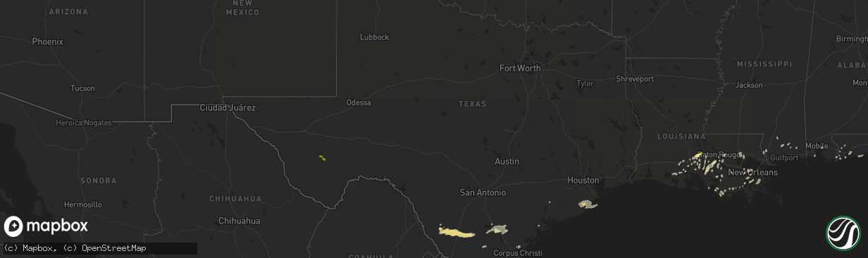 Hail map in Texas on May 19, 2016