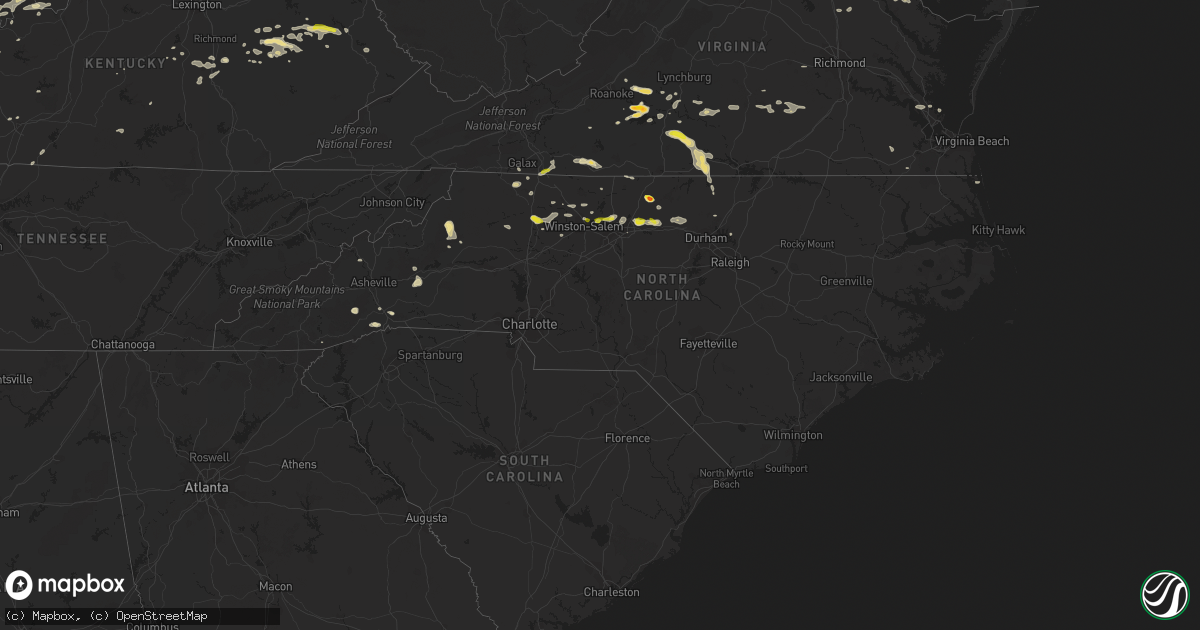 Hail map in North Carolina on May 19, 2017