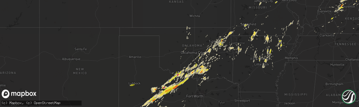 Hail map in Oklahoma on May 19, 2017