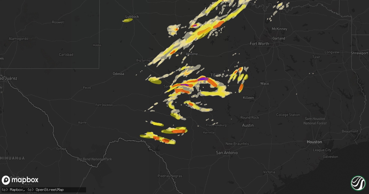 Hail map in Texas on May 19, 2017