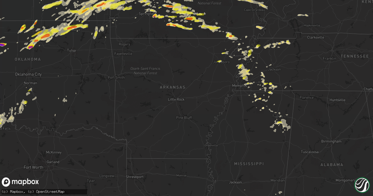 Hail map in Arkansas on May 19, 2018