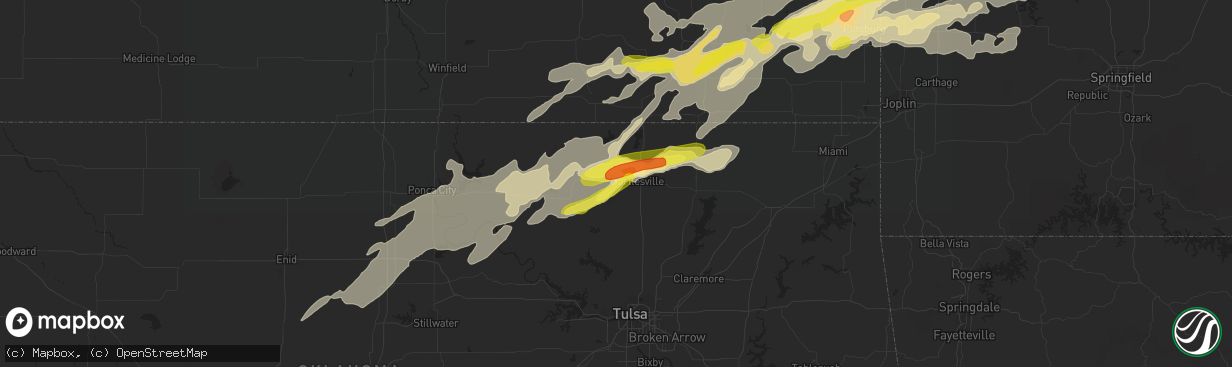 Hail map in Bartlesville, OK on May 19, 2018