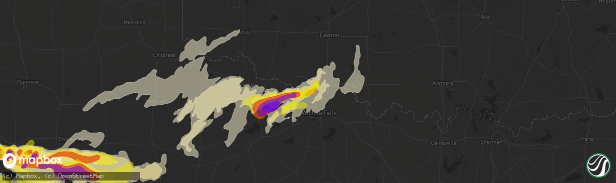 Hail map in Burkburnett, TX on May 19, 2018