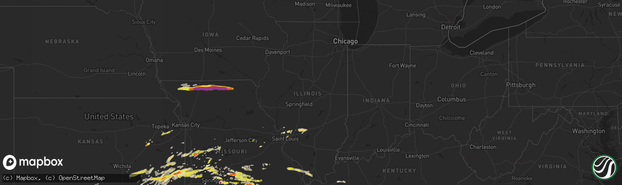 Hail map in Illinois on May 19, 2018