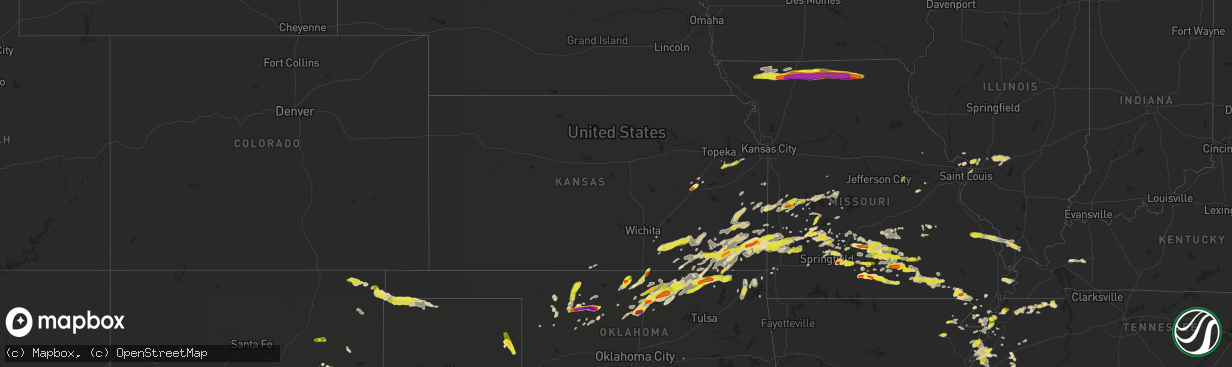 Hail map in Kansas on May 19, 2018