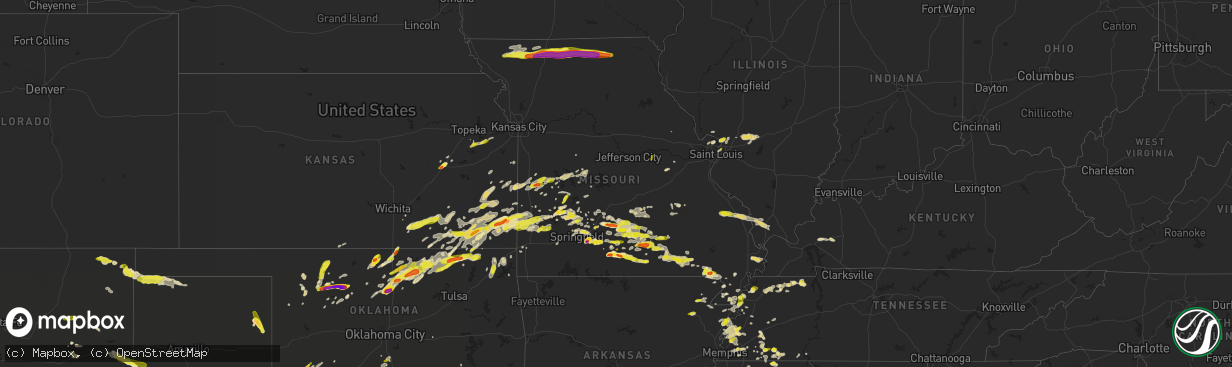 Hail map in Missouri on May 19, 2018