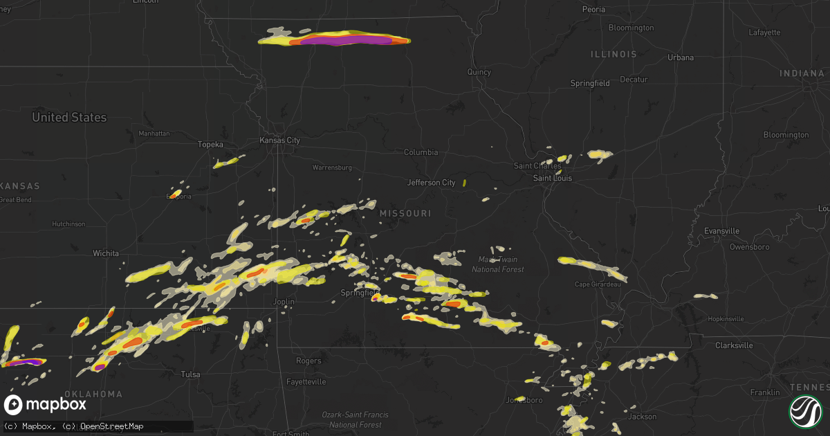 Hail map in Missouri on May 19, 2018