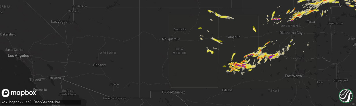 Hail map in New Mexico on May 19, 2018