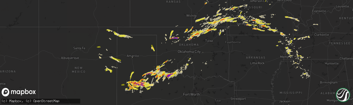 Hail map in Oklahoma on May 19, 2018