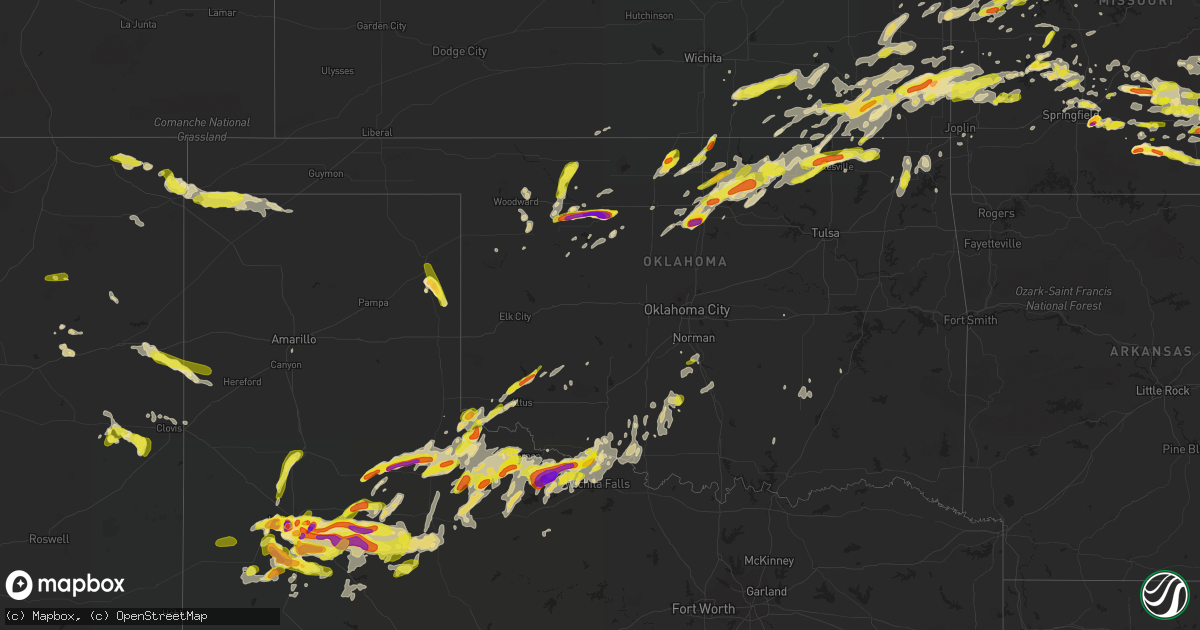 Hail map in Oklahoma on May 19, 2018