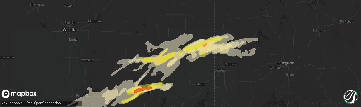 Hail map in Parsons, KS on May 19, 2018