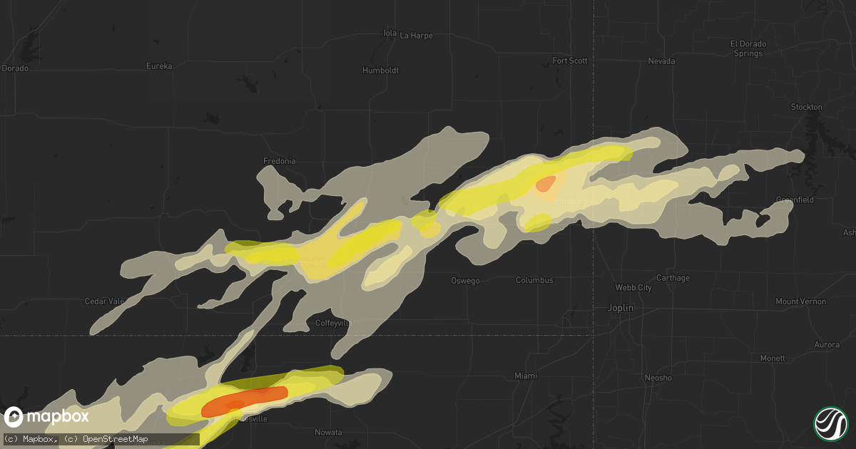 Hail map in Parsons, KS on May 19, 2018