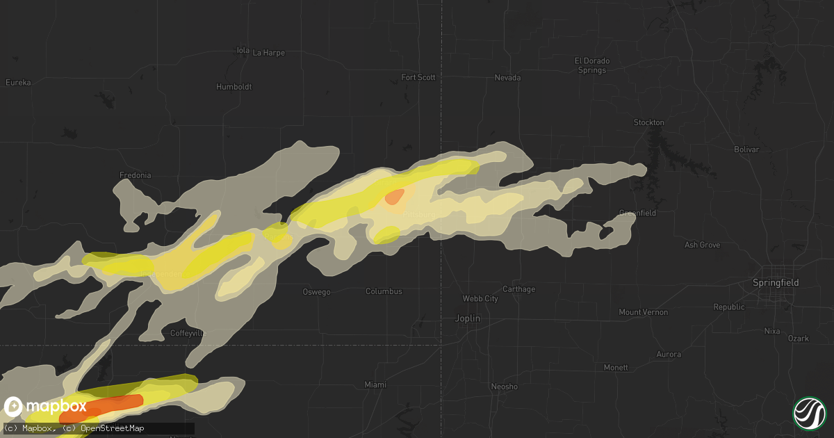 Hail map in Pittsburg, KS on May 19, 2018