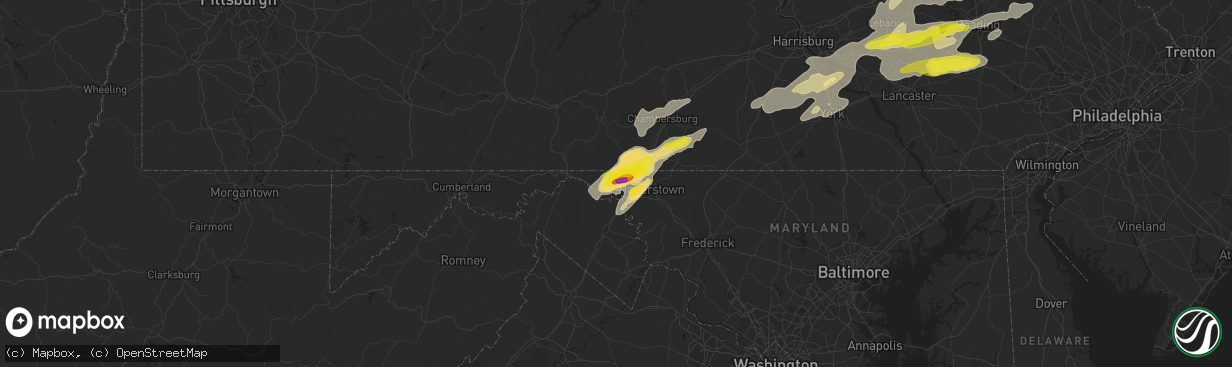 Hail map in Clear Spring, MD on May 19, 2019