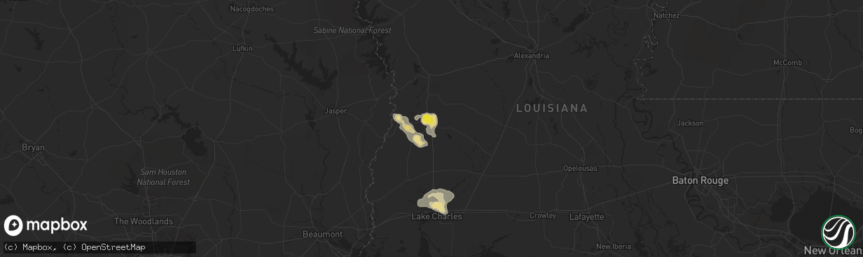 Hail map in Deridder, LA on May 19, 2019