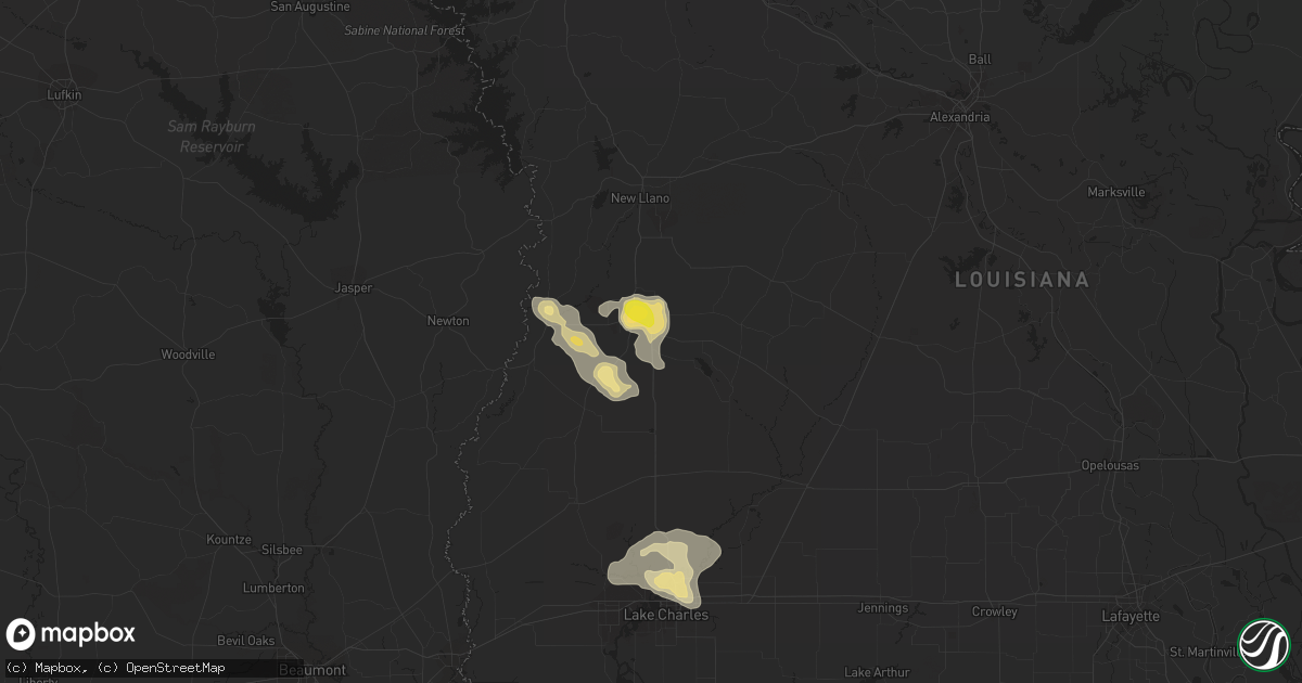 Hail map in Deridder, LA on May 19, 2019