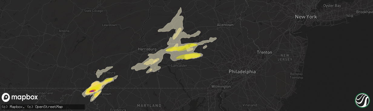 Hail map in Ephrata, PA on May 19, 2019