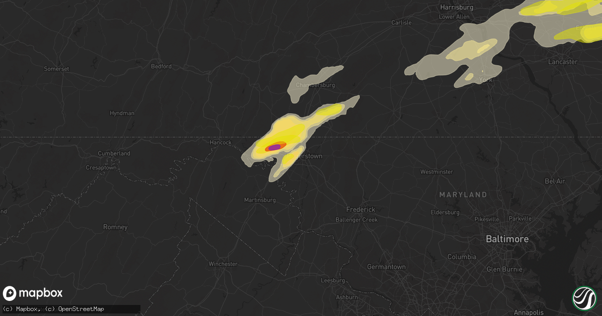 Hail map in Hagerstown, MD on May 19, 2019