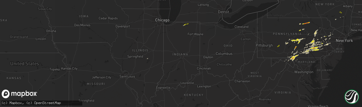 Hail map in Indiana on May 19, 2019