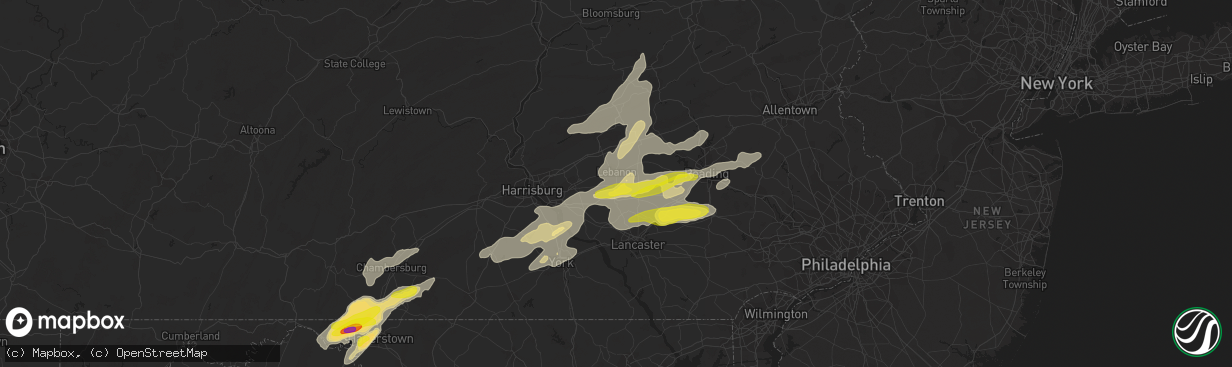 Hail map in Lebanon, PA on May 19, 2019