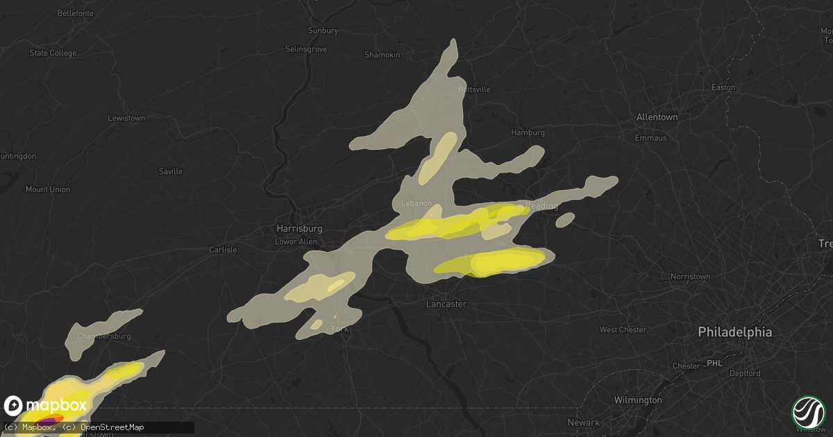 Hail map in Lebanon, PA on May 19, 2019