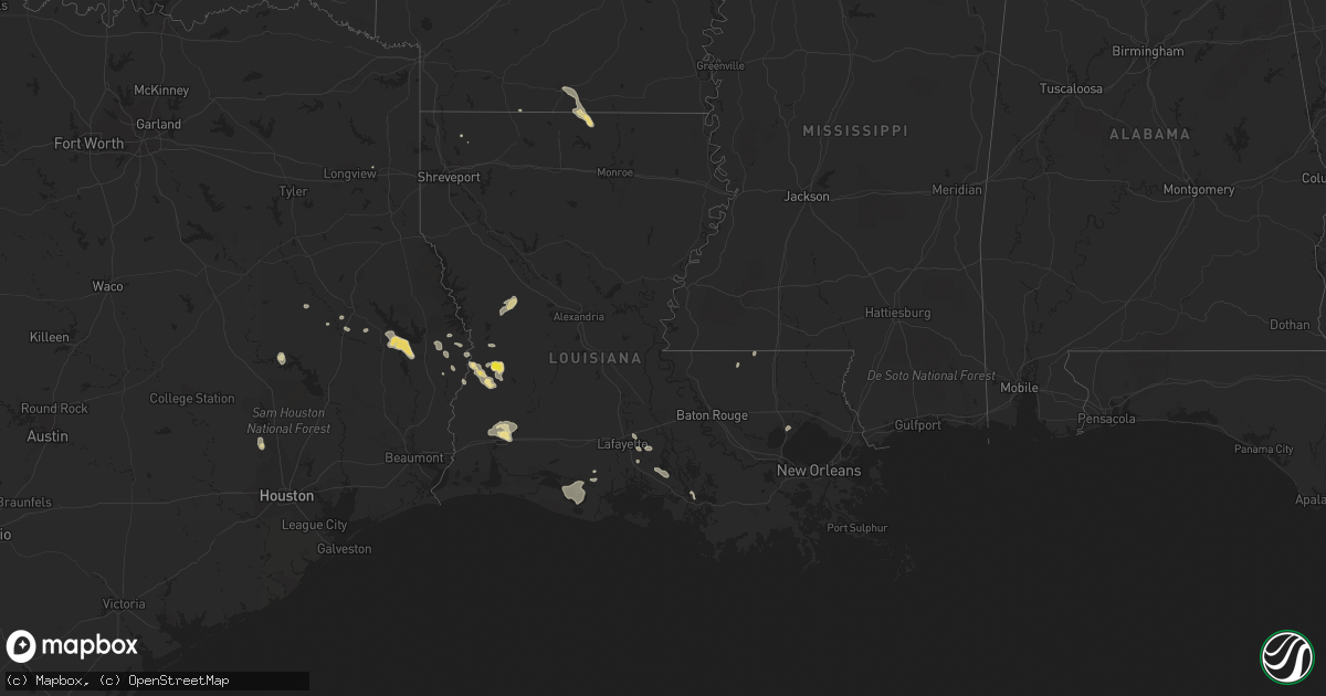 Hail map in Louisiana on May 19, 2019