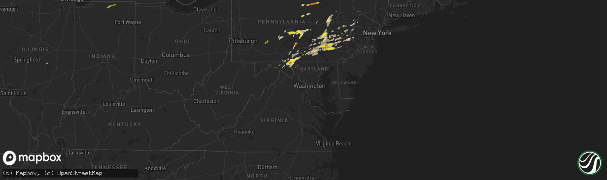 Hail map in Maryland on May 19, 2019