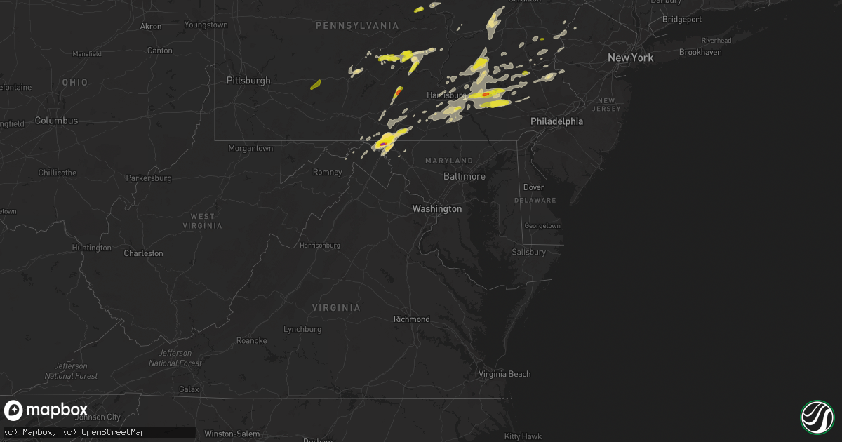 Hail map in Maryland on May 19, 2019