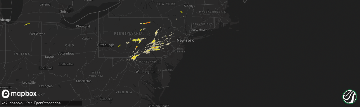 Hail map in New Jersey on May 19, 2019