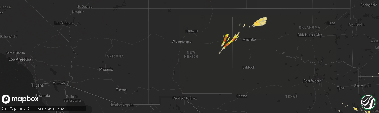 Hail map in New Mexico on May 19, 2019