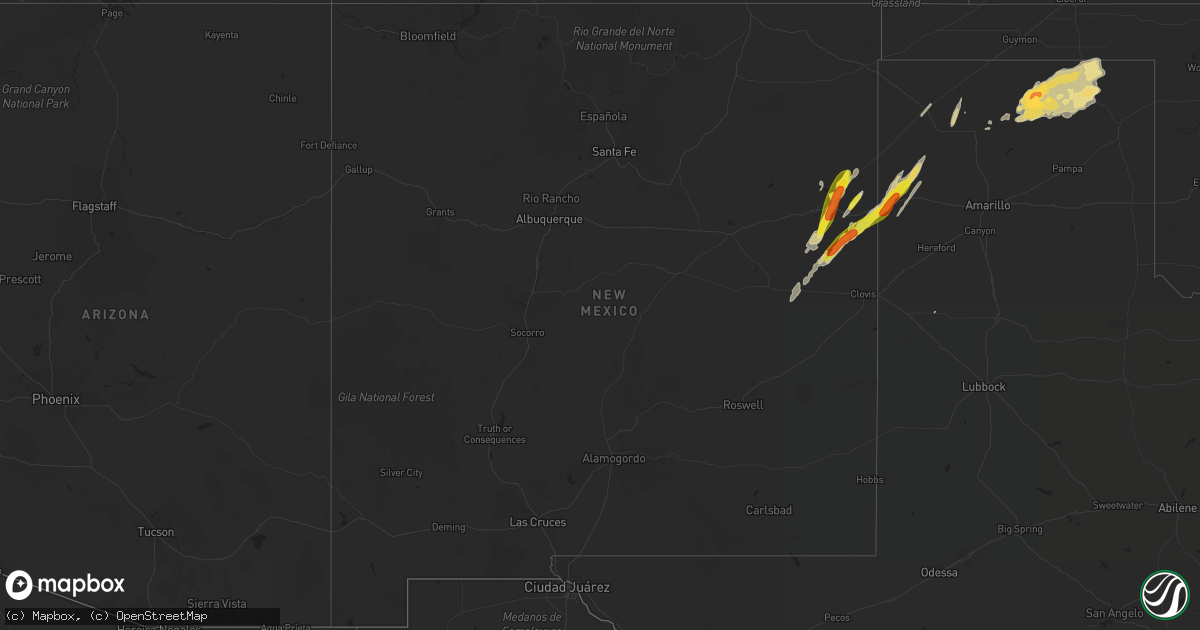 Hail map in New Mexico on May 19, 2019