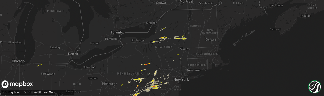 Hail map in New York on May 19, 2019