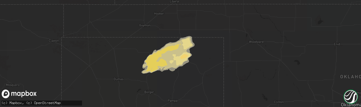 Hail map in Perryton, TX on May 19, 2019