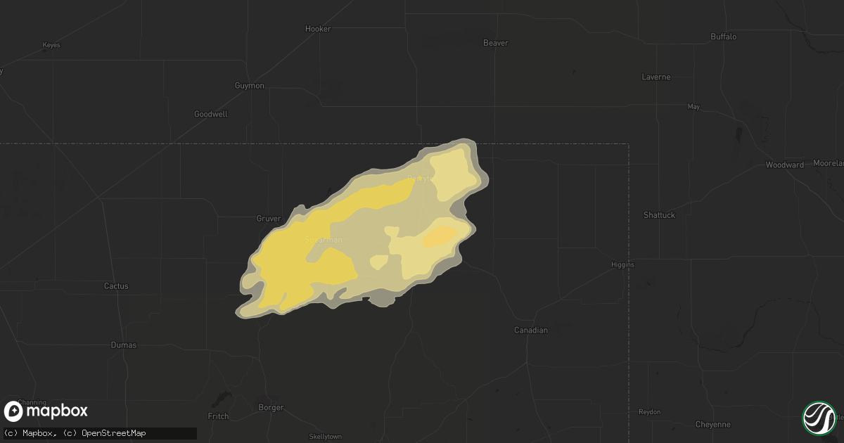 Hail map in Perryton, TX on May 19, 2019